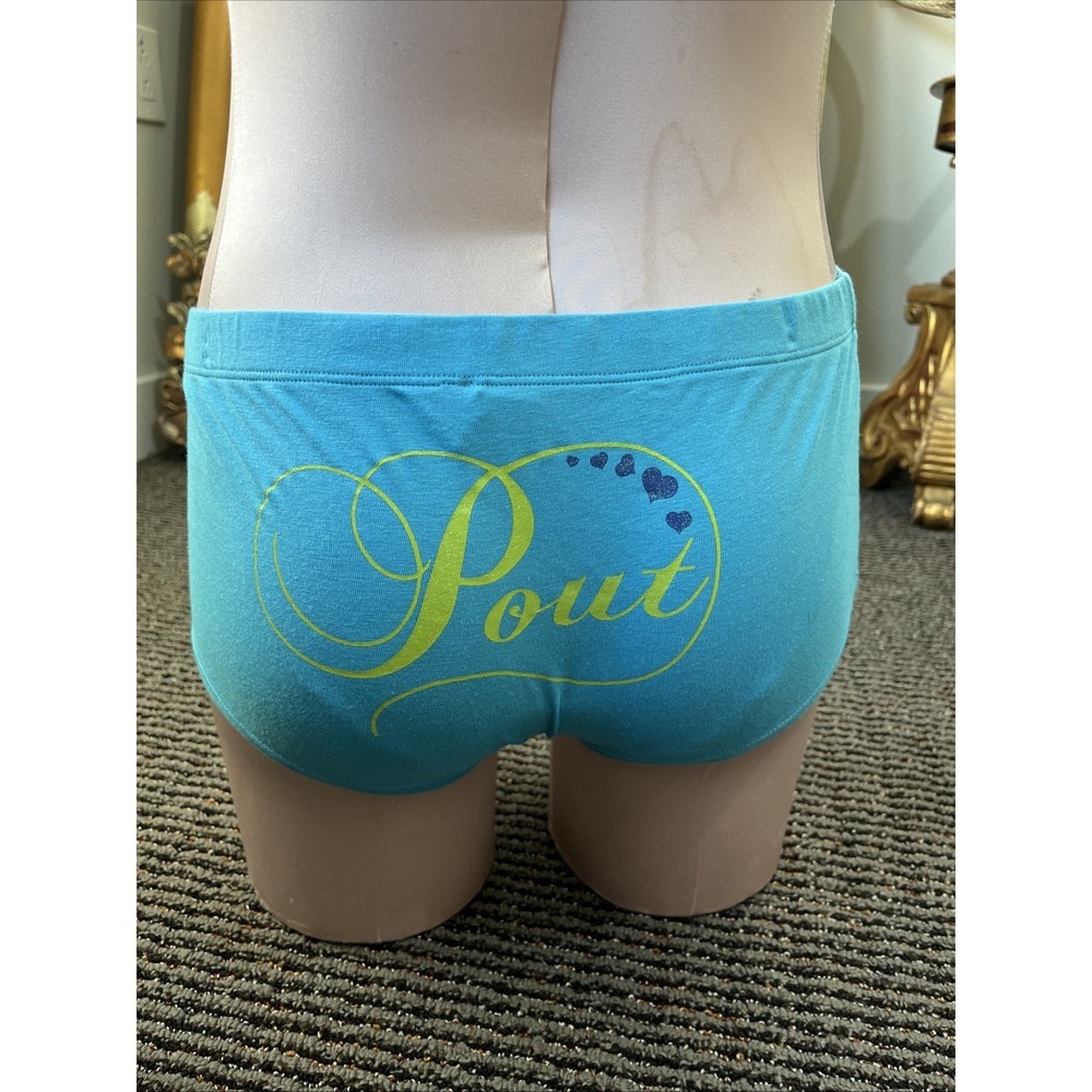 Vintage Victoria's Secret Blue "Pout"graphic Panties Boyshorts – Size M